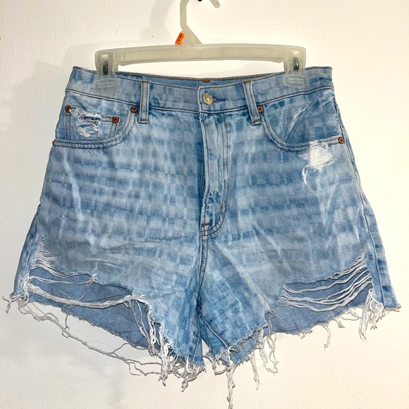 Distressed Checkered Mini Shorts - Picture 1 of 2